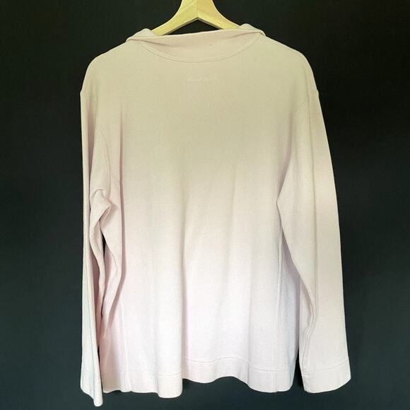 Eddie Bauer men's size XL tan pink pale 3/4 zip pullover sweater knit design - Picture 5 of 5